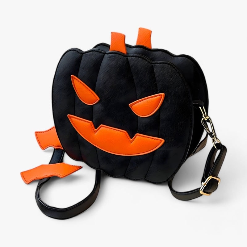 Halloween pompoentasje en handtas jack-o'-lantern crossbodytas met vleermuisaccenten