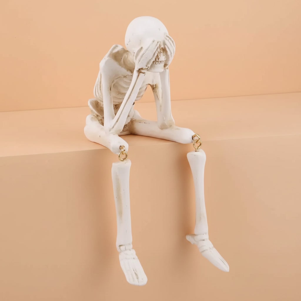 Halloween-decoratie woondecoratie skeletten-plankzitters set van 3 met bungelende benen voor schoorsteenmantel