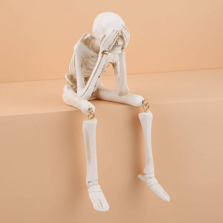 Halloween-decoratie woondecoratie skeletten-plankzitters set van 3 met bungelende benen voor schoorsteenmantel