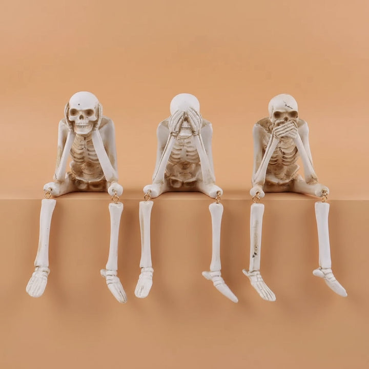 Halloween-decoratie woondecoratie skeletten-plankzitters set van 3 met bungelende benen voor schoorsteenmantel