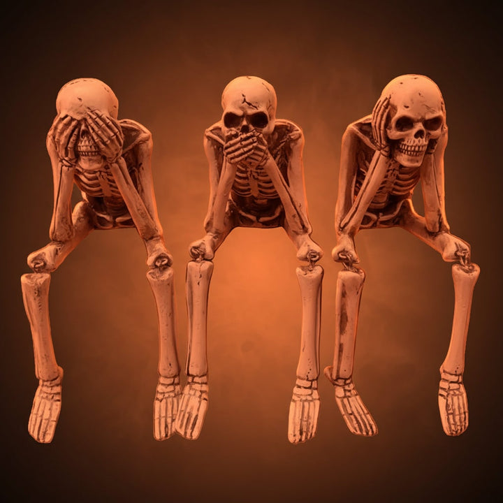 Halloween-decoratie woondecoratie skeletten-plankzitters set van 3 met bungelende benen voor schoorsteenmantel