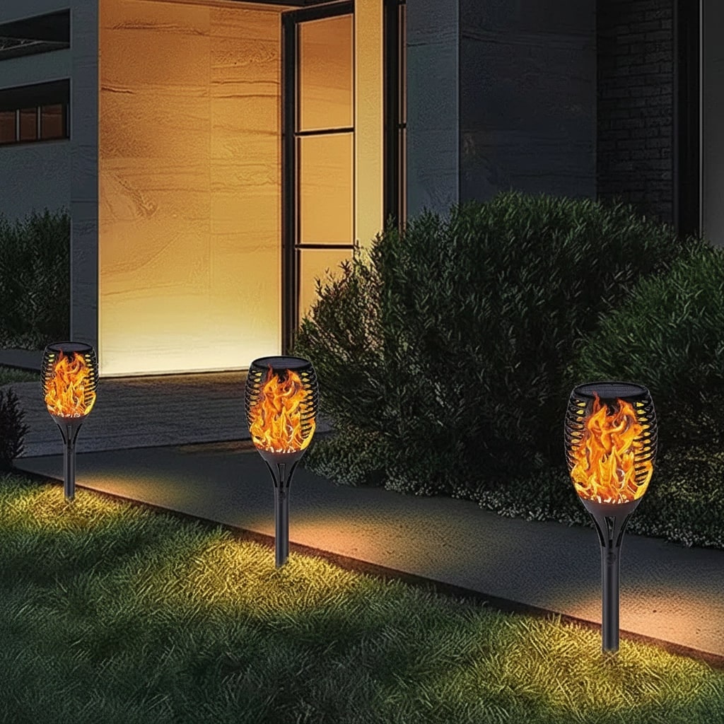 Halloween zonne-energie fakkellampen met flikkerend vlameffect voor decoratie van tuin en paden buiten