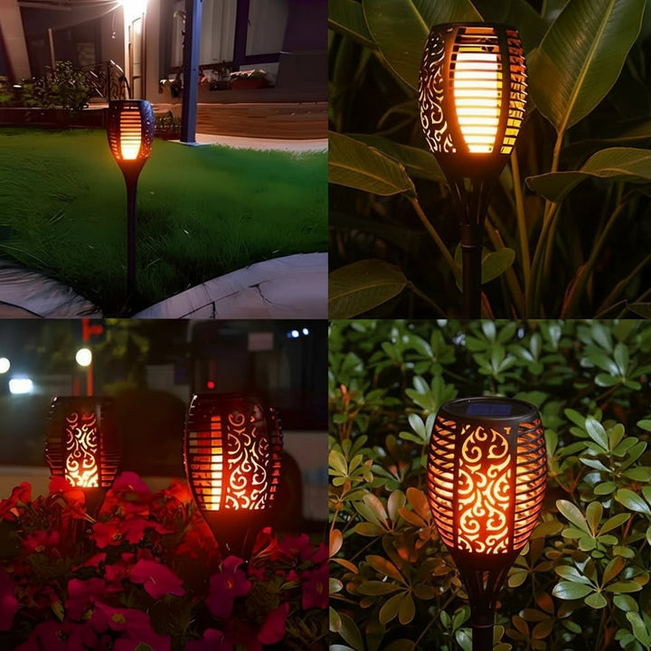 Halloween zonne-energie fakkellampen met flikkerend vlameffect voor decoratie van tuin en paden buiten