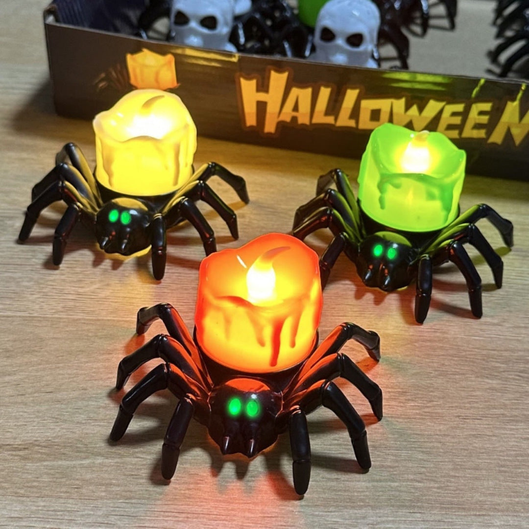 Halloween spinnen-theelichtjes met ledkaarsen op batterijen, vlamloze houder, decoratie
