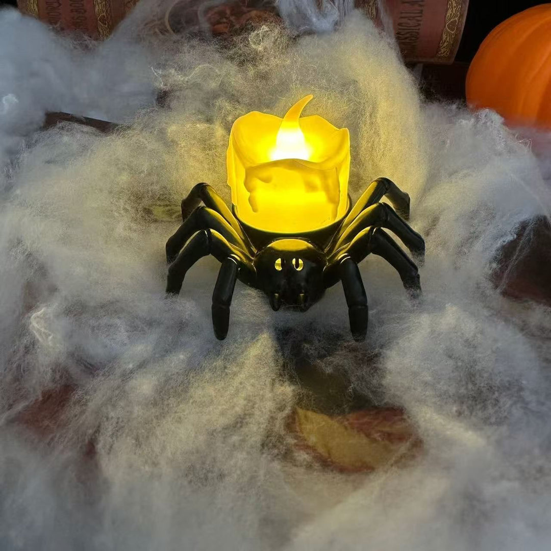 Halloween spinnen-theelichtjes met ledkaarsen op batterijen, vlamloze houder, decoratie