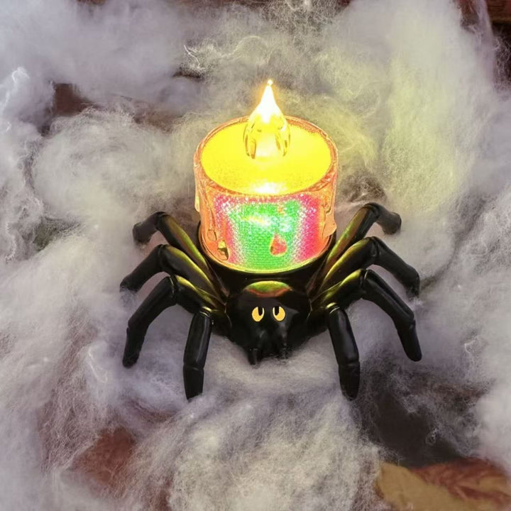 Halloween spinnen-theelichtjes met ledkaarsen op batterijen, vlamloze houder, decoratie