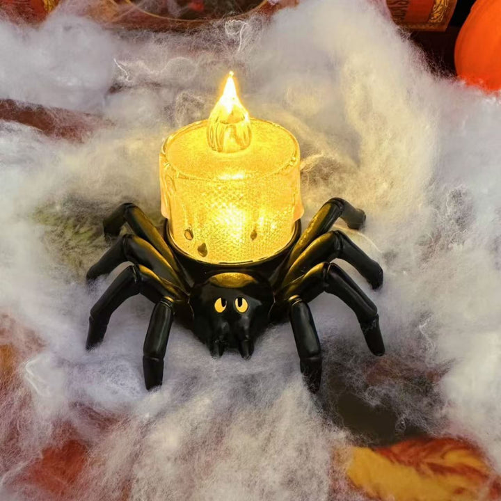 Halloween spinnen-theelichtjes met ledkaarsen op batterijen, vlamloze houder, decoratie