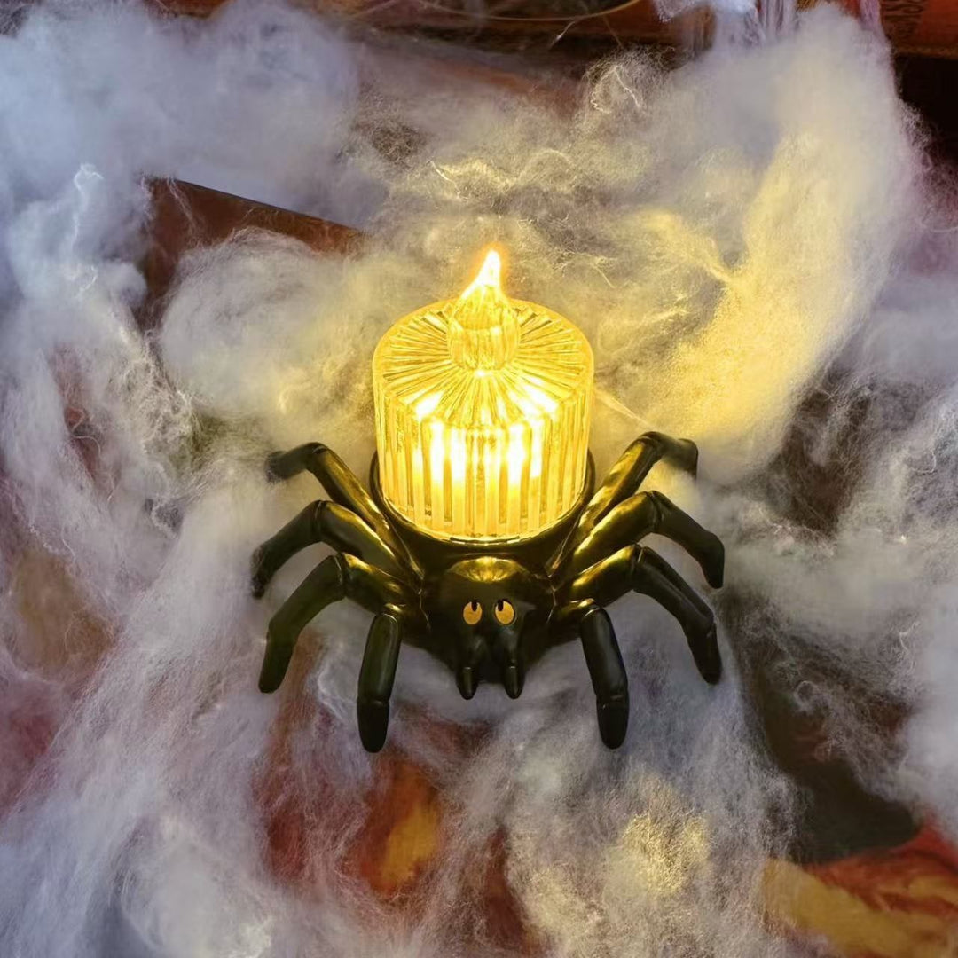 Halloween spinnen-theelichtjes met ledkaarsen op batterijen, vlamloze houder, decoratie