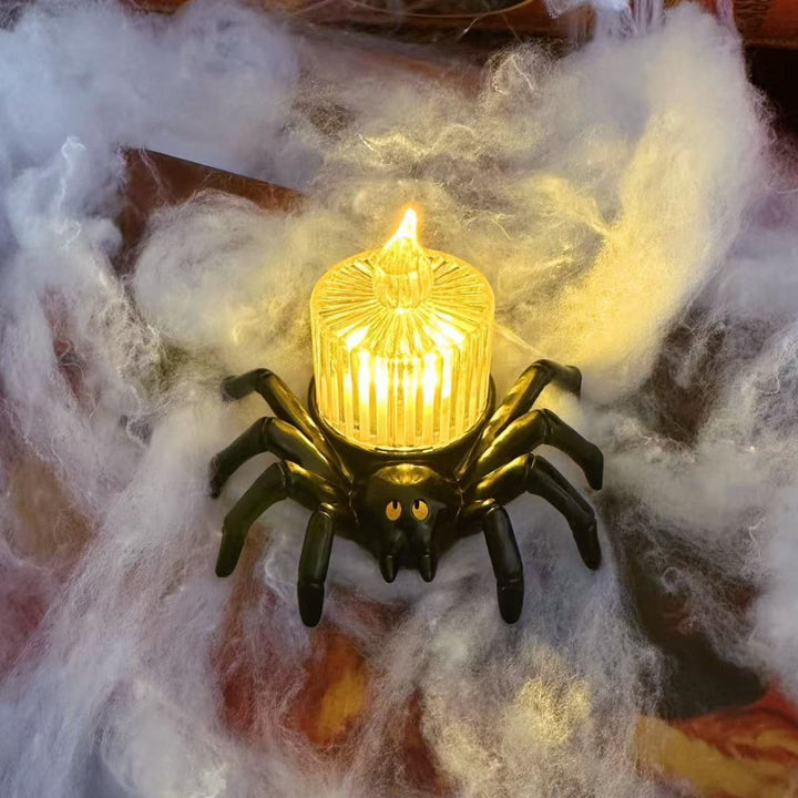 Halloween spinnen-theelichtjes met ledkaarsen op batterijen, vlamloze houder, decoratie