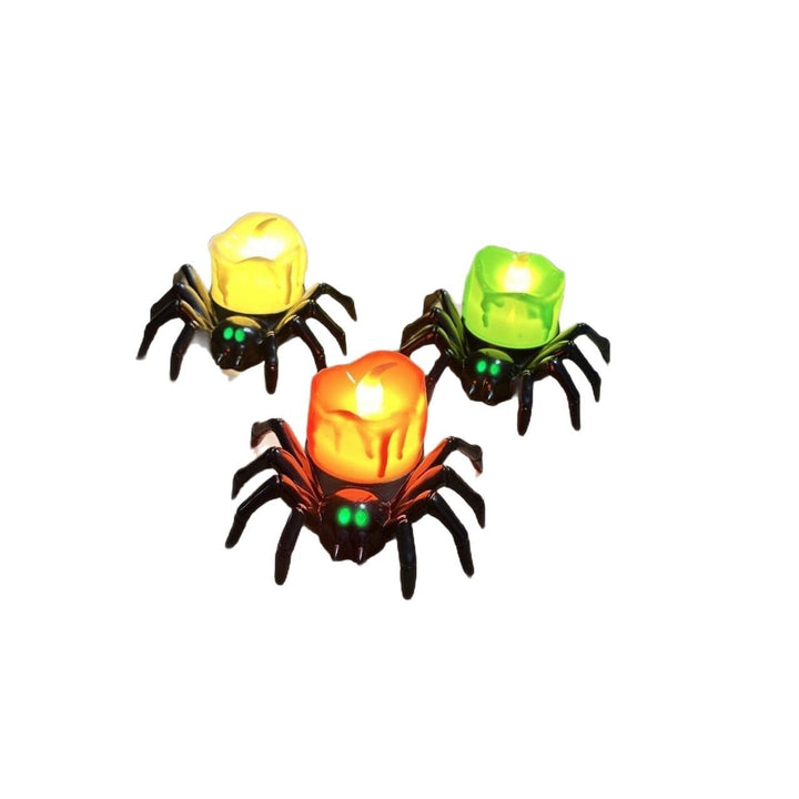 Halloween spinnen-theelichtjes met ledkaarsen op batterijen, vlamloze houder, decoratie