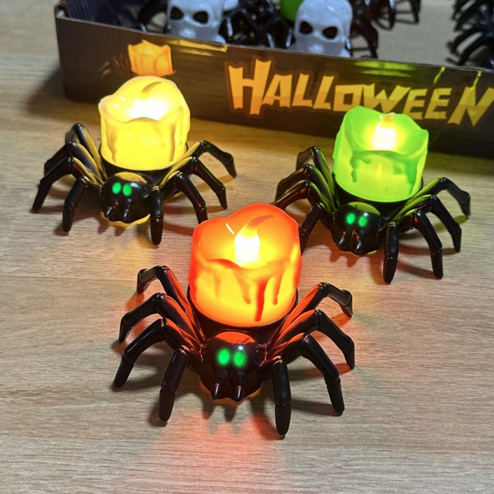 Halloween spinnen-theelichtjes met ledkaarsen op batterijen, vlamloze houder, decoratie