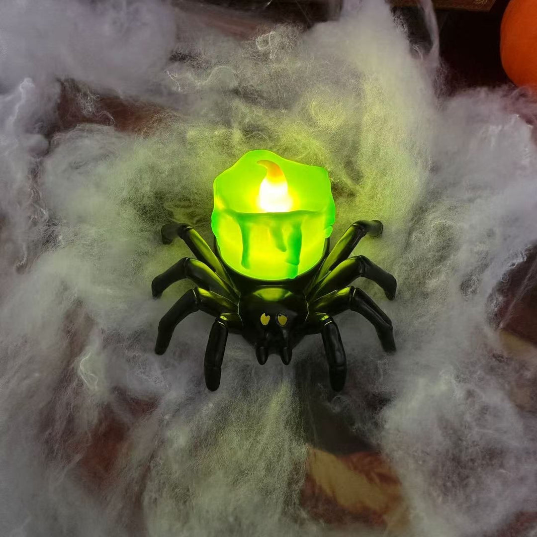 Halloween spinnen-theelichtjes met ledkaarsen op batterijen, vlamloze houder, decoratie