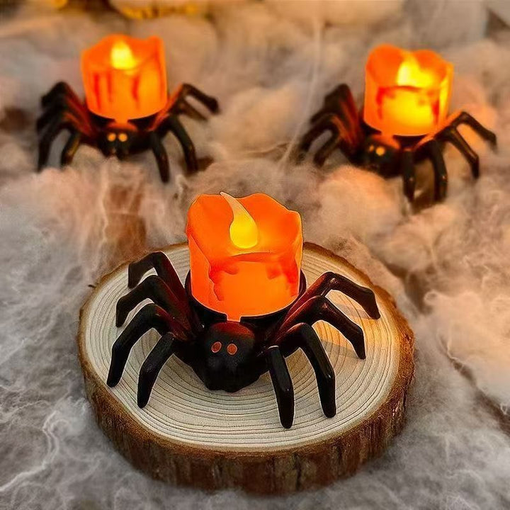 Halloween spinnen-theelichtjes met ledkaarsen op batterijen, vlamloze houder, decoratie