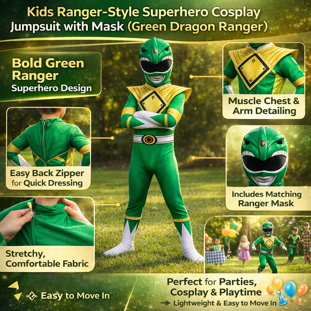 Halloween superheld parkwachter kostuum jumpsuit met masker