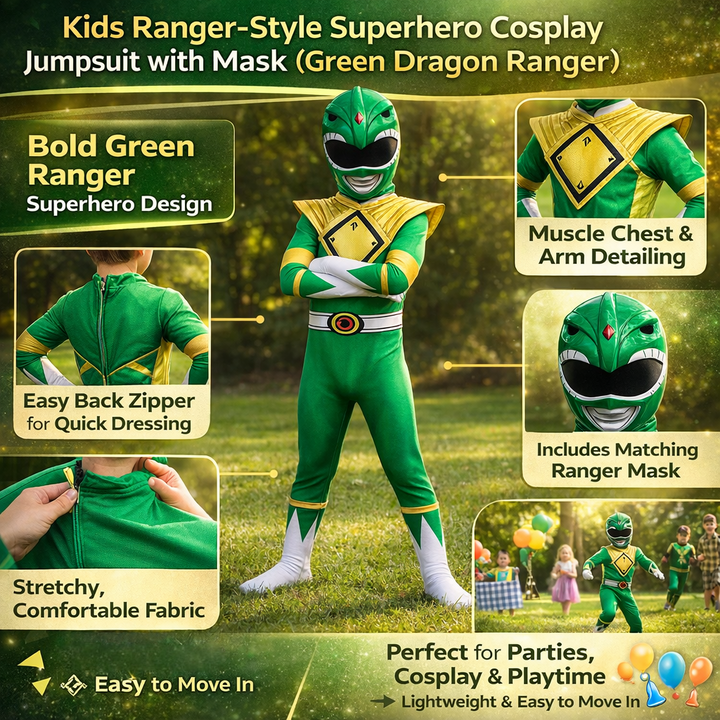 Halloween superheld parkwachter kostuum jumpsuit met masker