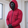 Halloween Survival Game kostuum jumpsuit outfit met capuchon, bewakersmasker en riem