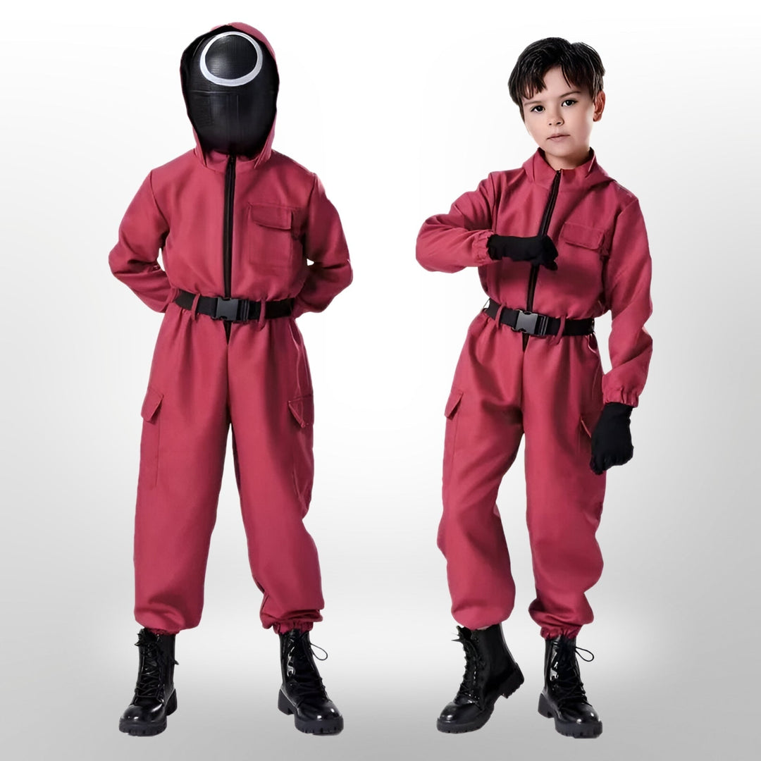 Halloween Survival Game kostuum met masker en speelgoedpistool