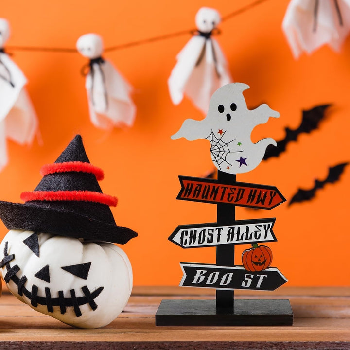 Halloween-tafeldecoratie met richtingbord voor eetkamer en hal, decoratie voor op tafel