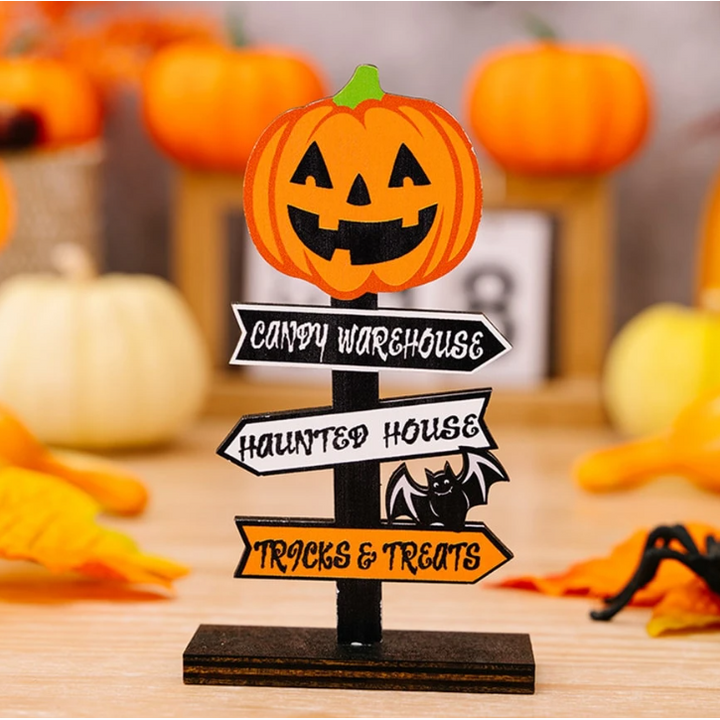 Halloween-tafeldecoratie met richtingbord voor eetkamer en hal, decoratie voor op tafel