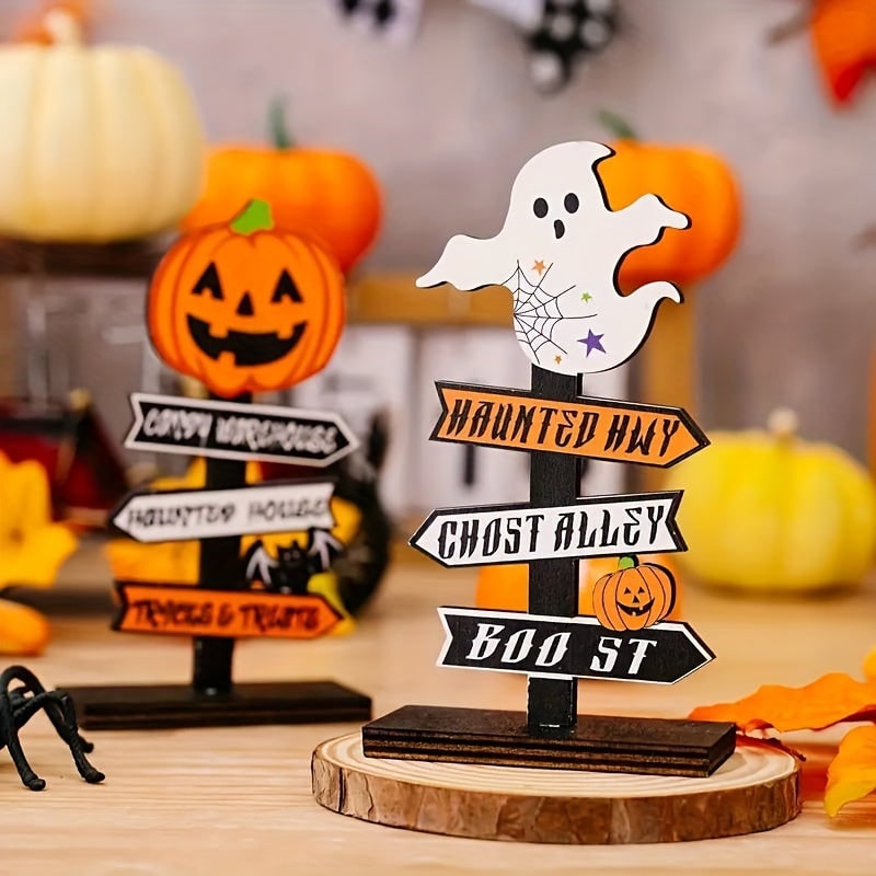 Halloween-tafeldecoratie met richtingbord voor eetkamer en hal, decoratie voor op tafel