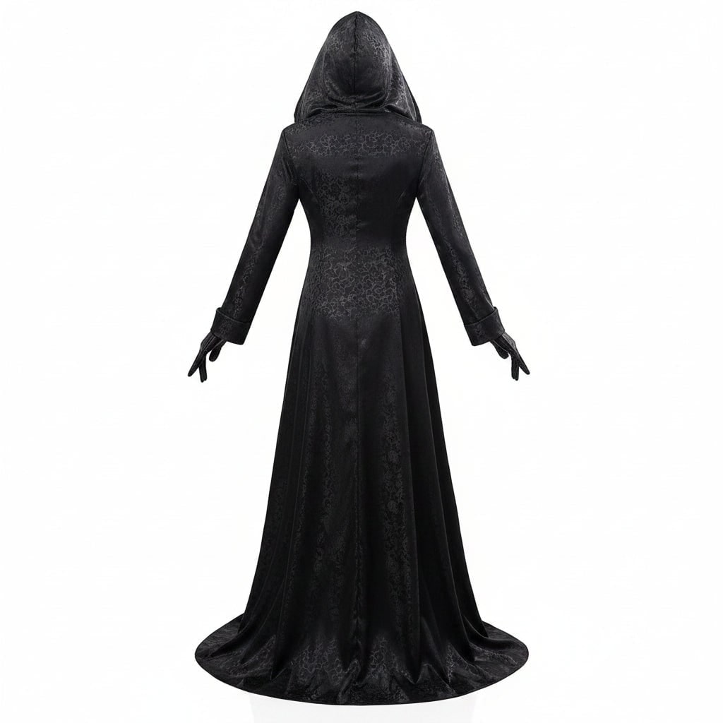 Halloween vampierkostuum gotische jurk outfit met capuchon en choker