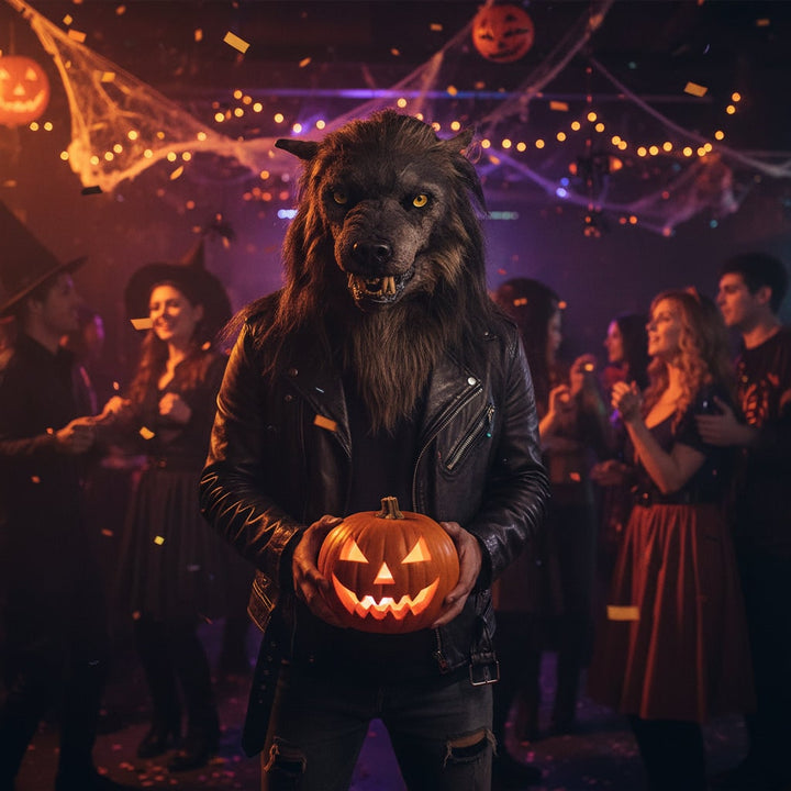 Halloween weerwolfmasker realistisch wolvenkostuum met slagtanden en namaakbont Dag van de Doden