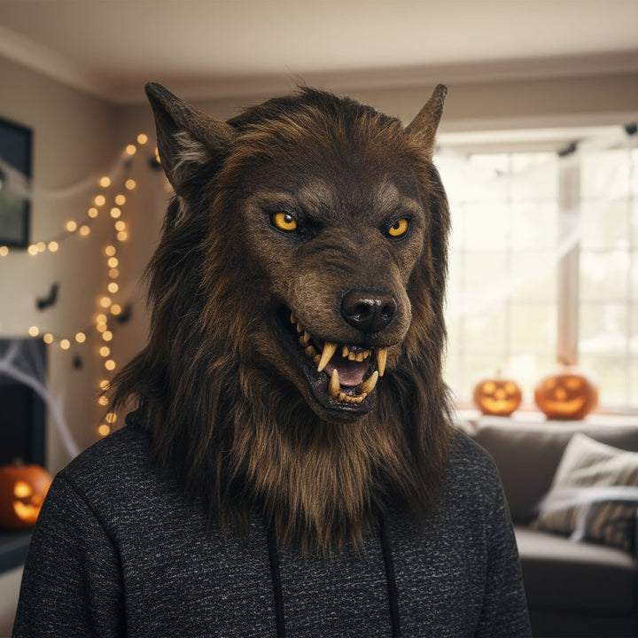 Halloween weerwolfmasker realistisch wolvenkostuum met slagtanden en namaakbont Dag van de Doden