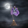 Halloween heksendecoratie, grote buitenrekwisiet met oplichtende ogen en bezemsteel voor enge tuindecoratie