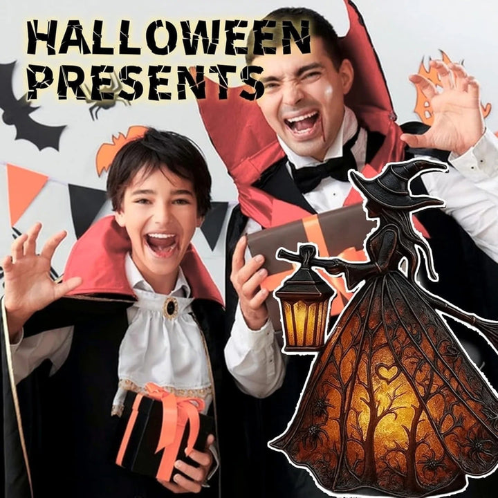 Halloween heksendecoratie beeldje met led-lantaarnlicht voor feest