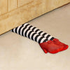 Halloween heksenbenen decoratie deurstopper met gestreepte pluche en rode pailletten schoenen voor feestdecoratie