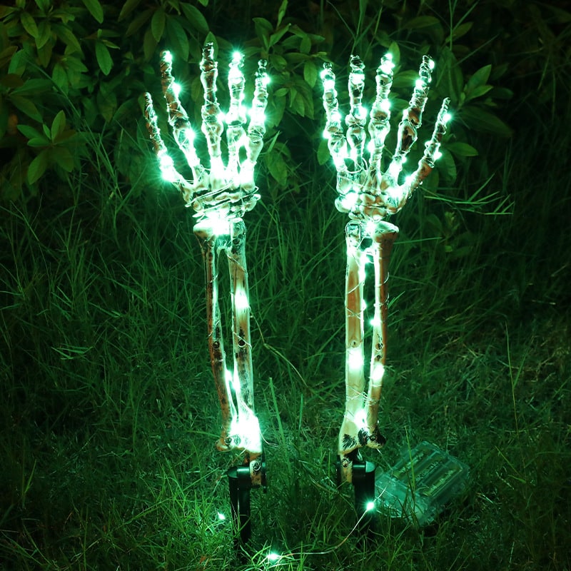 Halloween tuindecoratie skeletbord met grondpennen, LED-verlichting, buitenrekwisiet