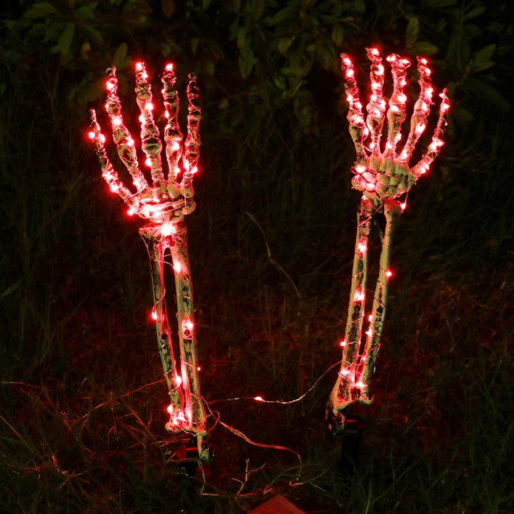 Halloween tuindecoratie skeletbord met grondpennen, LED-verlichting, buitenrekwisiet
