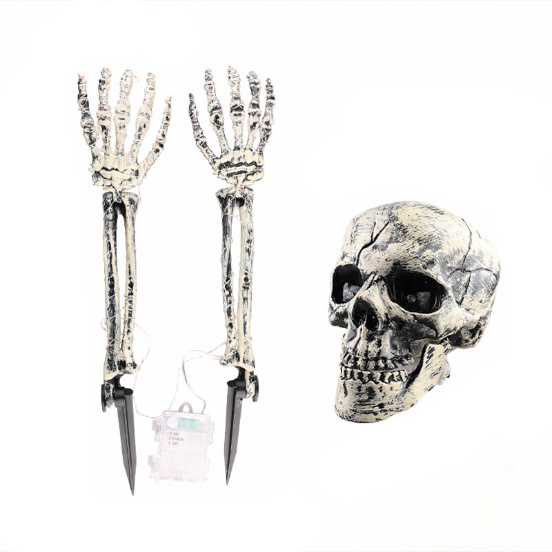 Halloween tuindecoratie skeletbord met grondpennen, LED-verlichting, buitenrekwisiet
