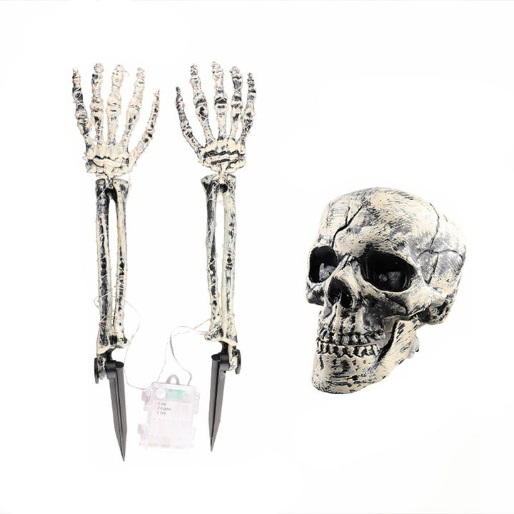 Halloween tuindecoratie skeletbord met grondpennen, LED-verlichting, buitenrekwisiet