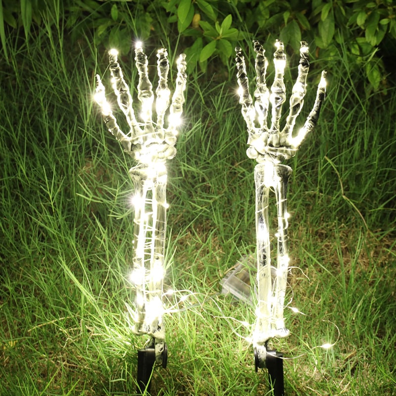 Halloween tuindecoratie skeletbord met grondpennen, LED-verlichting, buitenrekwisiet