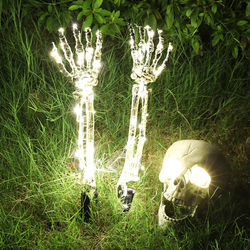 Halloween tuindecoratie skeletbord met grondpennen, LED-verlichting, buitenrekwisiet
