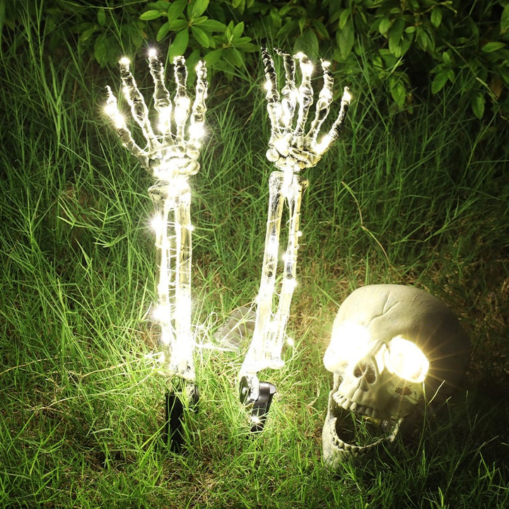 Halloween tuindecoratie skeletbord met grondpennen, LED-verlichting, buitenrekwisiet