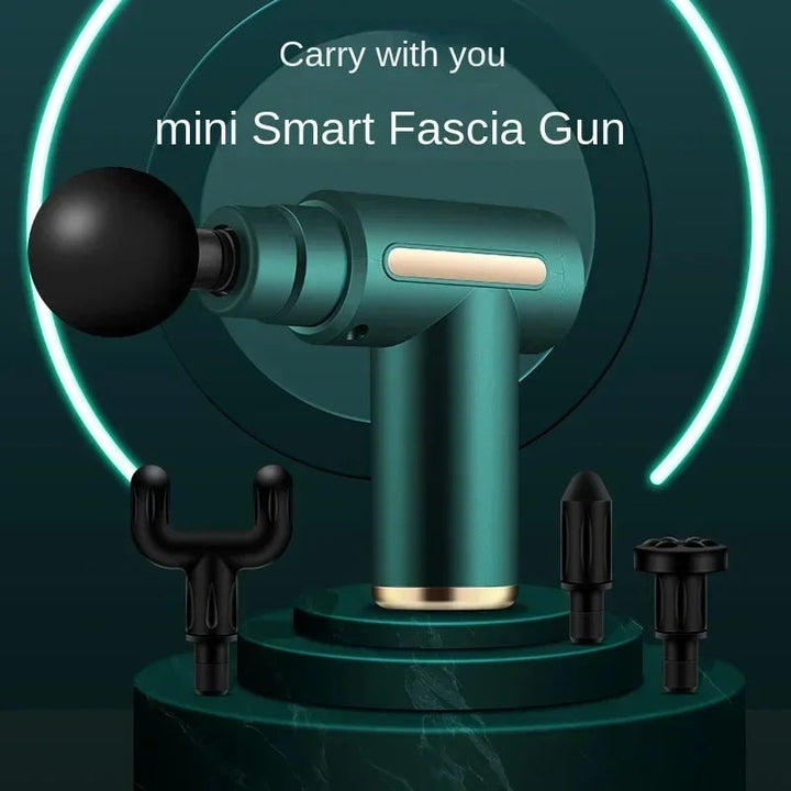 Compacte handmassagepistool met vier verwisselbare opzetstukken en LED-display