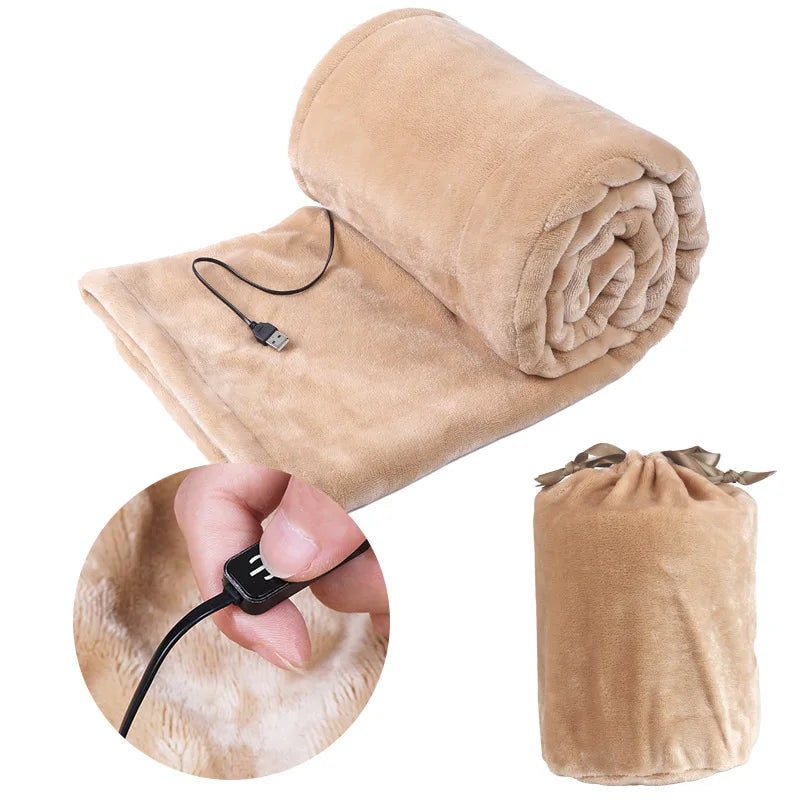 Verwarmde deken en energiezuinig elektrisch met USB-voeding en pluche fleece