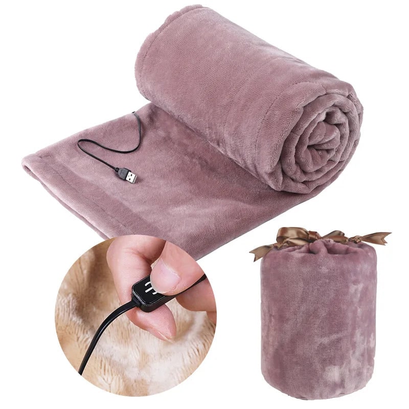 Verwarmde deken en energiezuinig elektrisch met USB-voeding en pluche fleece