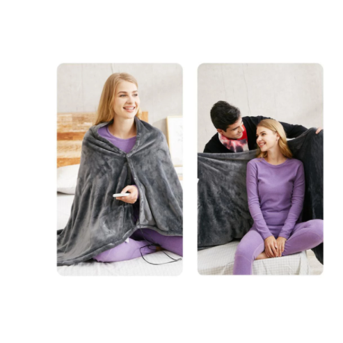 Verwarmde deken elektrische sjaal met USB-voeding 3 warmtestanden en pluche fleece omslagdoek
