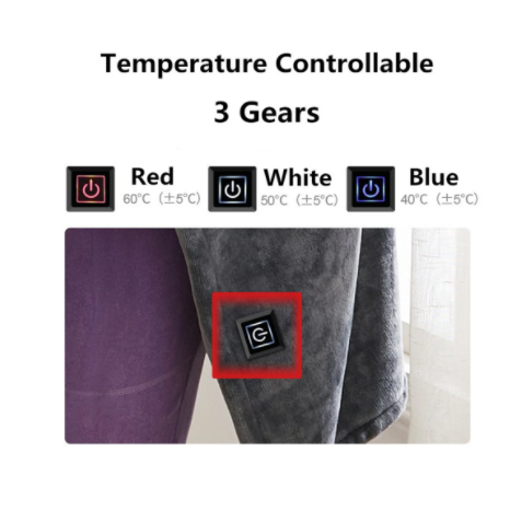 Verwarmde deken elektrische sjaal met USB-voeding 3 warmtestanden en pluche fleece omslagdoek