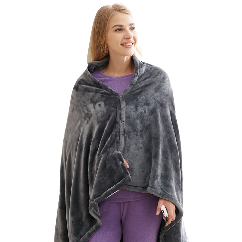 Verwarmde deken elektrische sjaal met USB-voeding 3 warmtestanden en pluche fleece omslagdoek