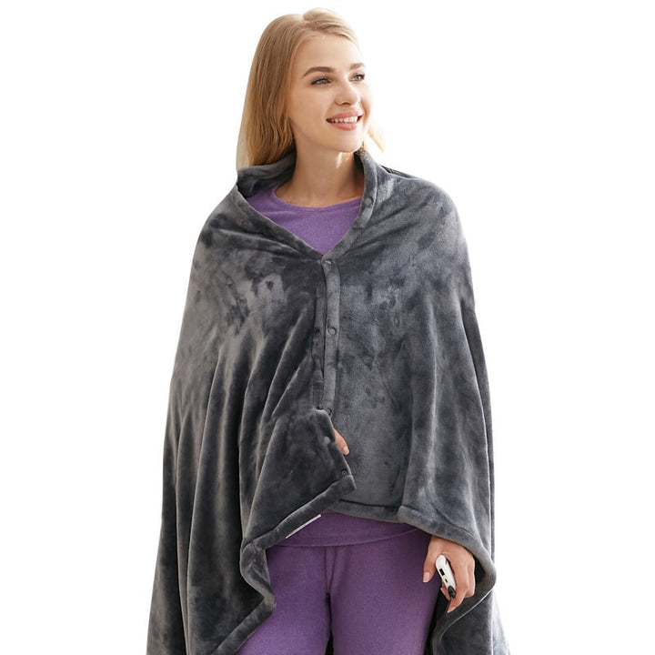 Verwarmde deken elektrische sjaal met USB-voeding 3 warmtestanden en pluche fleece omslagdoek