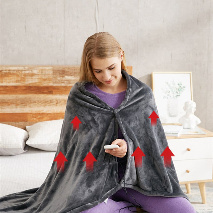 Verwarmde deken elektrische sjaal met USB-voeding 3 warmtestanden en pluche fleece omslagdoek