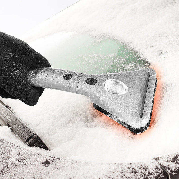 Verwarmde autoruitenkrabber voor voorruit met uitschuifbare steel, ledlamp en 12V-snoer