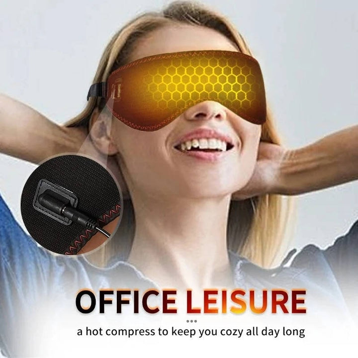Verwarmd oogmasker voor slaap en eronder met verstelbare elastische band en USB-voeding, verwarmbaar