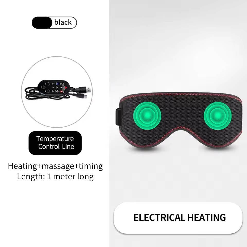 Verwarmd oogmasker voor slaap en eronder met verstelbare elastische band en USB-voeding, verwarmbaar