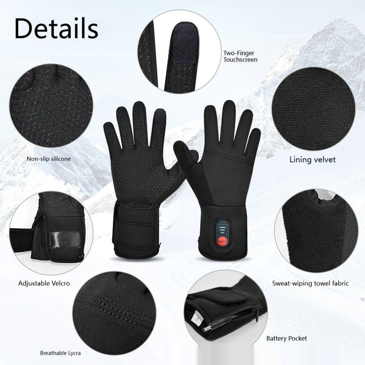 Verwarmde handschoenen voor de winter met touchscreen-vingertoppen en oplaadbare handwarmer