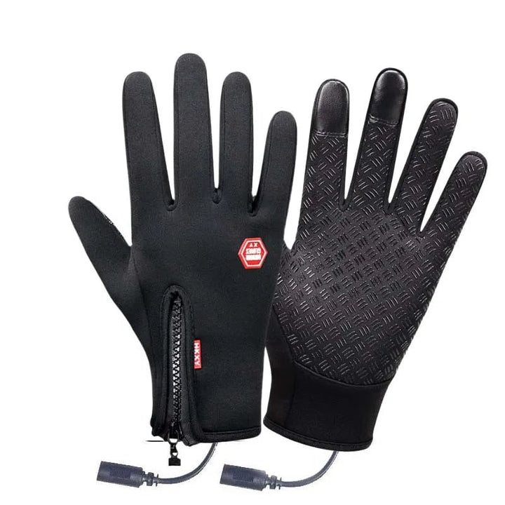 Verwarmde winter thermohandschoenen met touchscreen-vingertoppen en rits op de rug